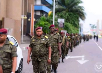 Comme annoncé dans la soirée du vendredi 11 février 2022, des colonnes des militaires de la Garde Républicaine équipés d'armes d'assaut jonchent déjà le boulevard du 30 juin dans la commune de la Gombe depuis 7 heures du matin ce samedi 12 février 2022.