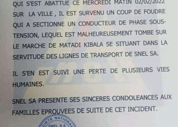 Drame de Matadi-Kibala&nbsp;: La Snel SA, minimaliste