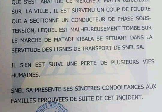 Drame de Matadi-Kibala&nbsp;: La Snel SA, minimaliste