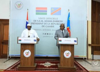 Atterri sur le sol congolais depuis ce lundi 28 février 2022 pour une mission d'Etat de 48h, le Président Gambien Adama Barrow a eu un tête-à-tête ce mardi 1er mars avec le président de la République Félix Tshisekedi.